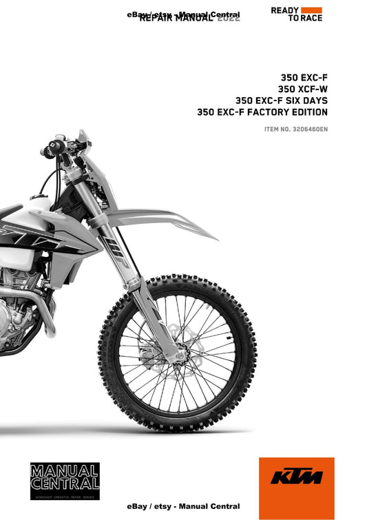 KTM 2022 - 350 EXC-F SIX DAYS XCF-W - REPAIR WORKSHOP SERVICE MANUAL REPRINTED