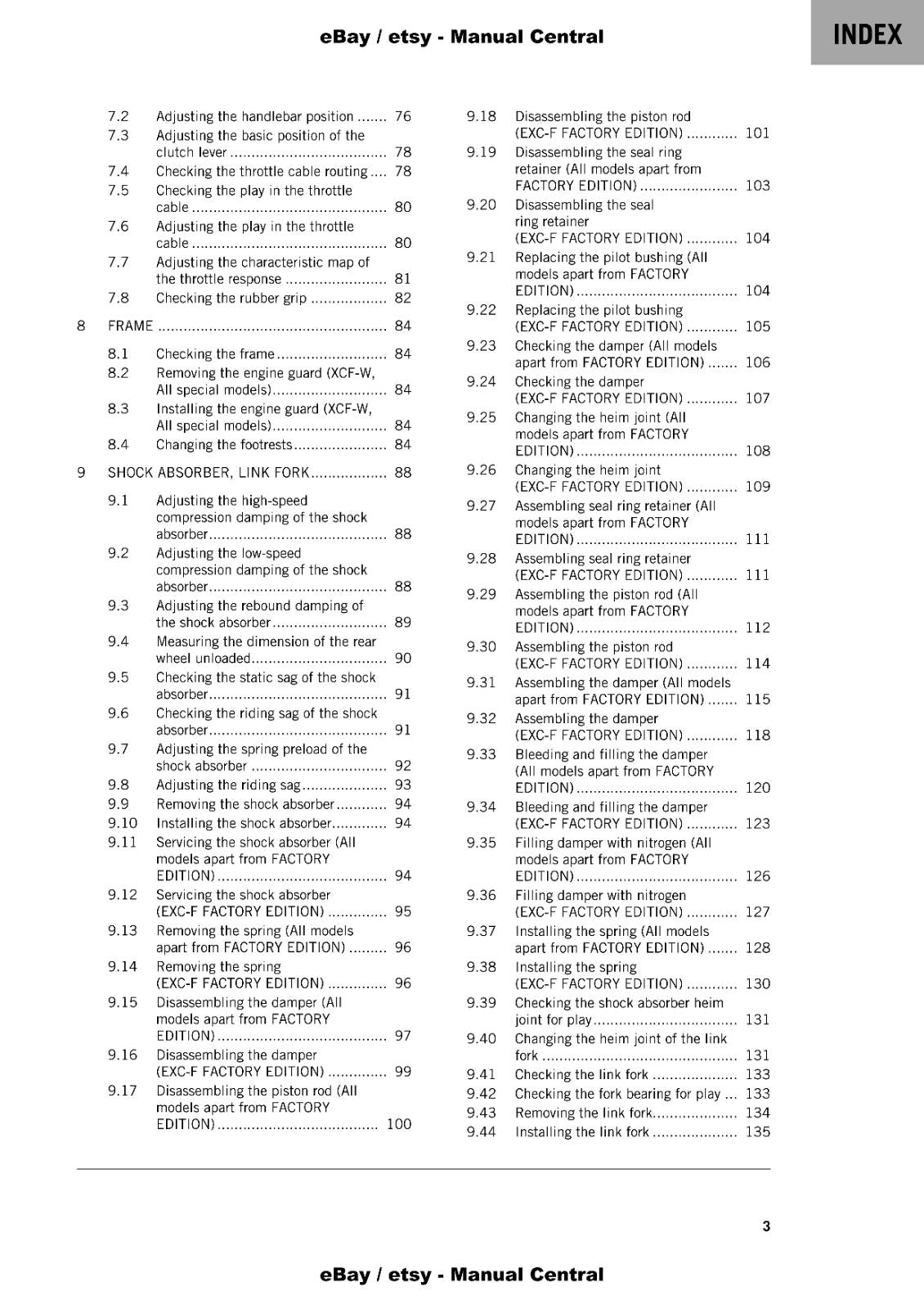 KTM 2022 - 350 EXC-F SIX DAYS XCF-W - REPAIR WORKSHOP SERVICE MANUAL REPRINTED