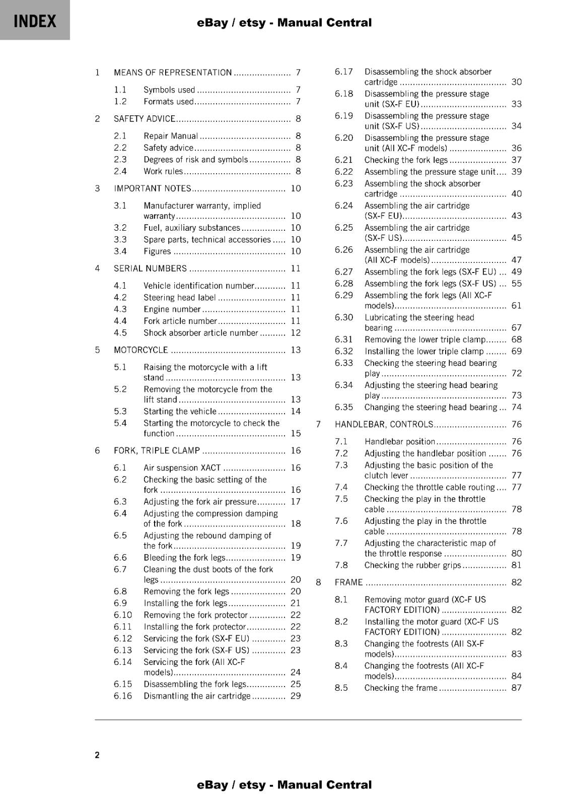 KTM 2022 - 350 SX-F XC-F FACTORY - REPAIR WORKSHOP SERVICE MANUAL REPRINTED