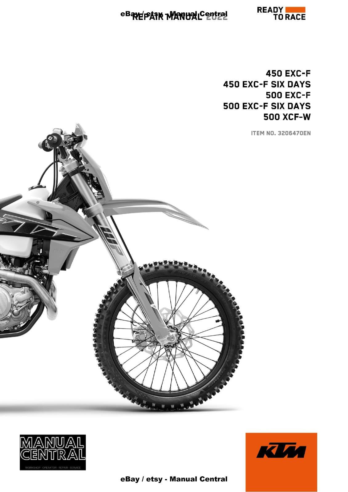 KTM 2022 - 450 500 EXC-F SIX DAYS XCF-W - REPAIR WORKSHOP SERVICE MANUAL REPRINT