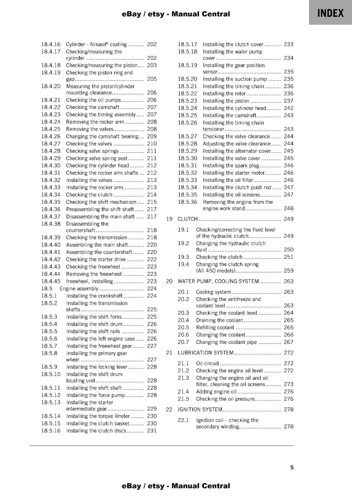 KTM 2022 - 450 500 EXC-F SIX DAYS XCF-W - REPAIR WORKSHOP SERVICE MANUAL REPRINT