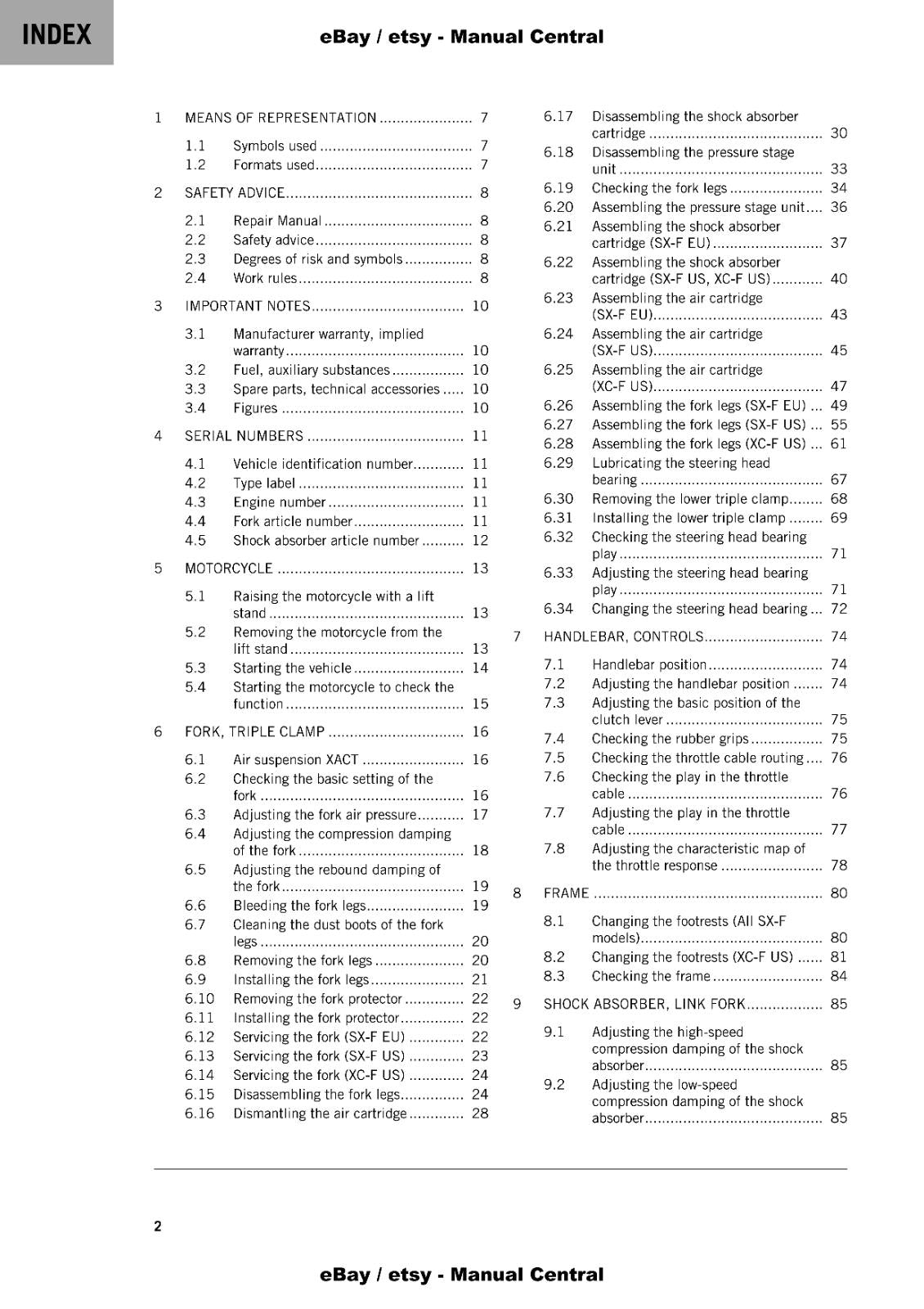 KTM 2022 - 450 SX-F XC-F - REPAIR WORKSHOP SERVICE MANUAL REPRINT