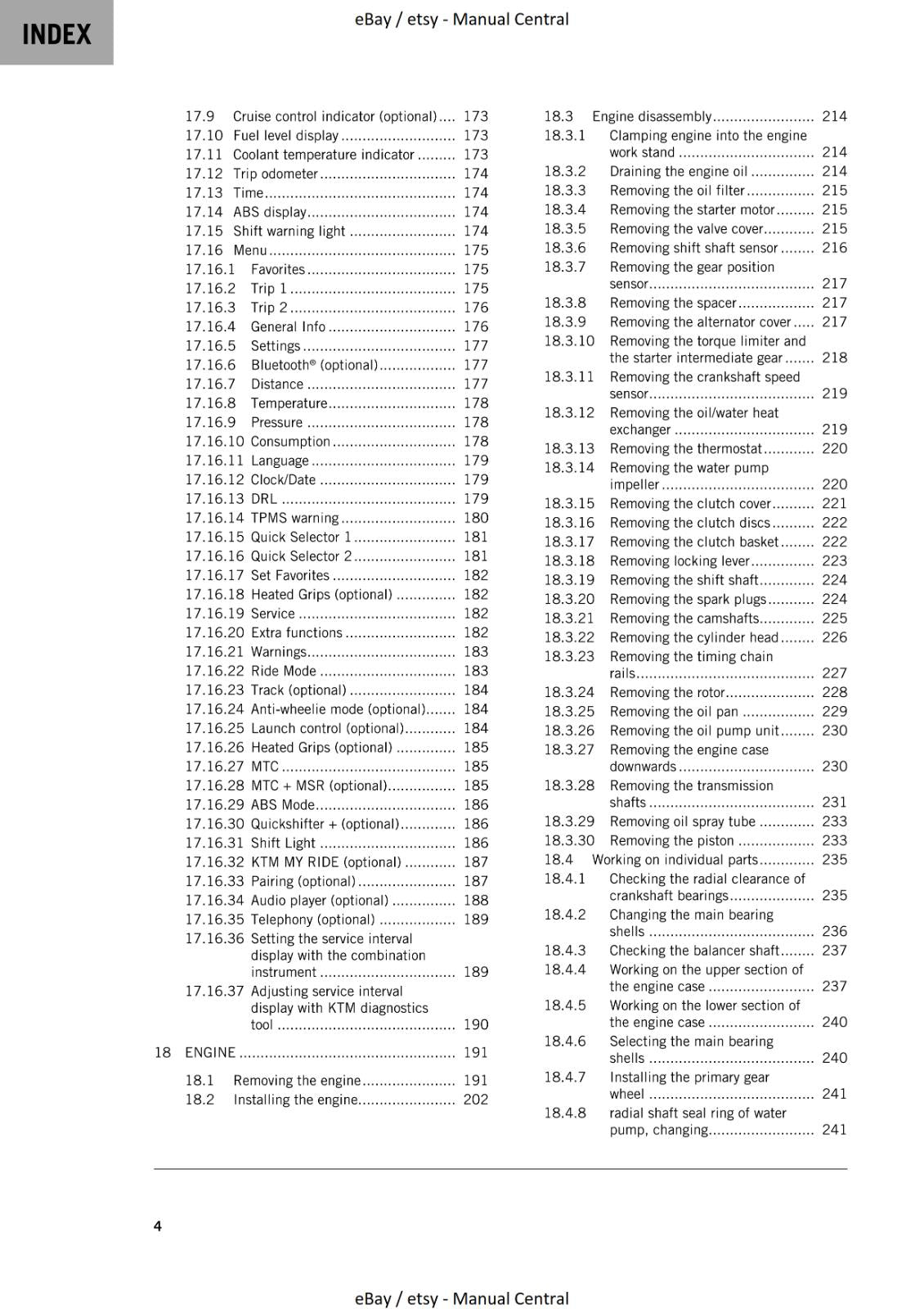 KTM 2022 - 790 DUKE - EU EDITION - REPAIR WORKSHOP SERVICE MANUAL REPRINT