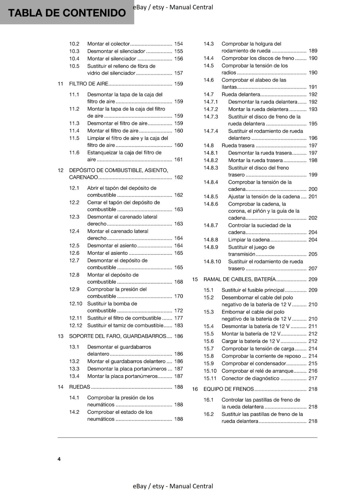 MANUAL DE REPARACION HUSQVARNA 2020 - FC FX 450 - SPANISH LANGUAGE