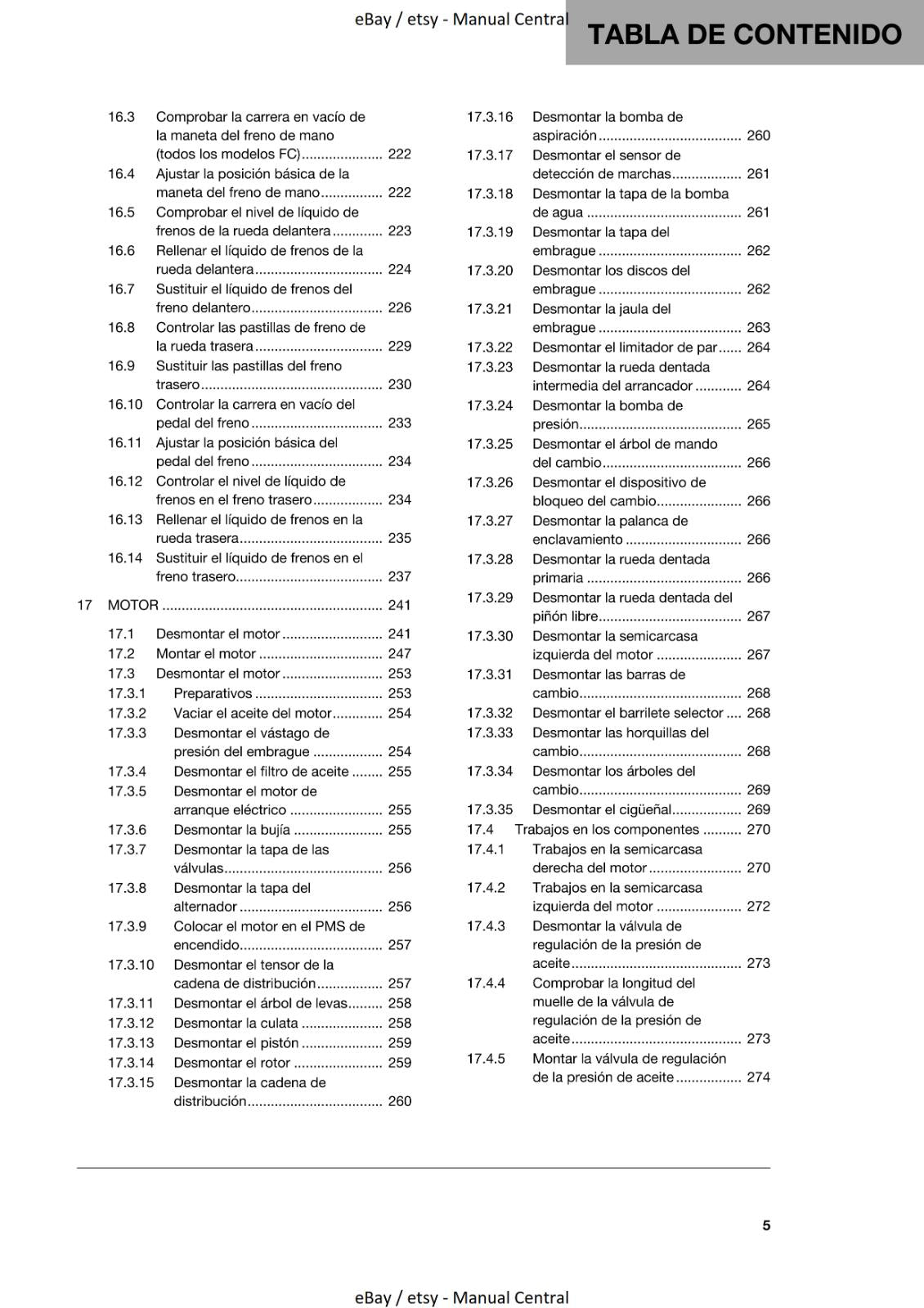 MANUAL DE REPARACION HUSQVARNA 2020 - FC FX 450 - SPANISH LANGUAGE