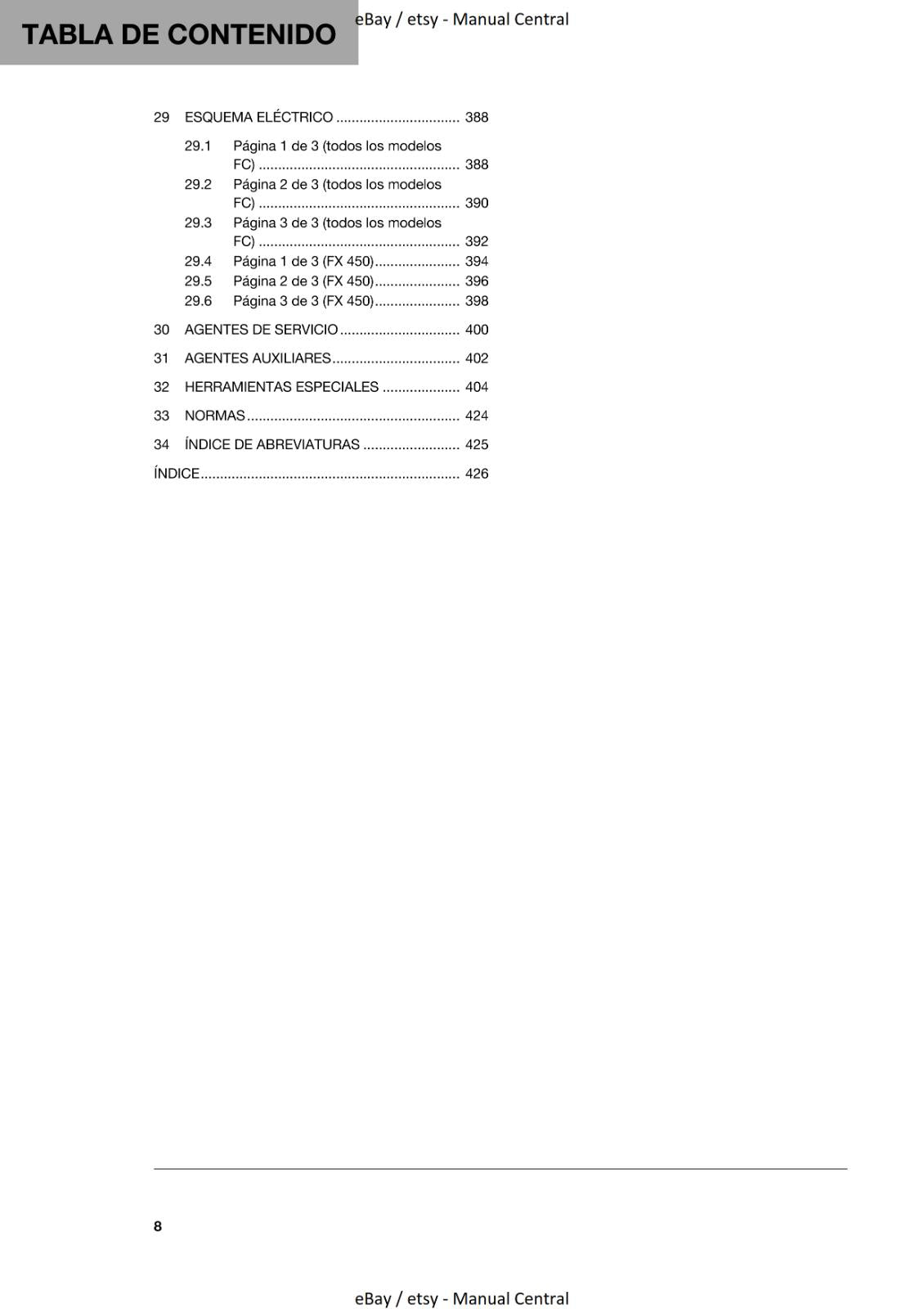 MANUAL DE REPARACION HUSQVARNA 2020 - FC FX 450 - SPANISH LANGUAGE
