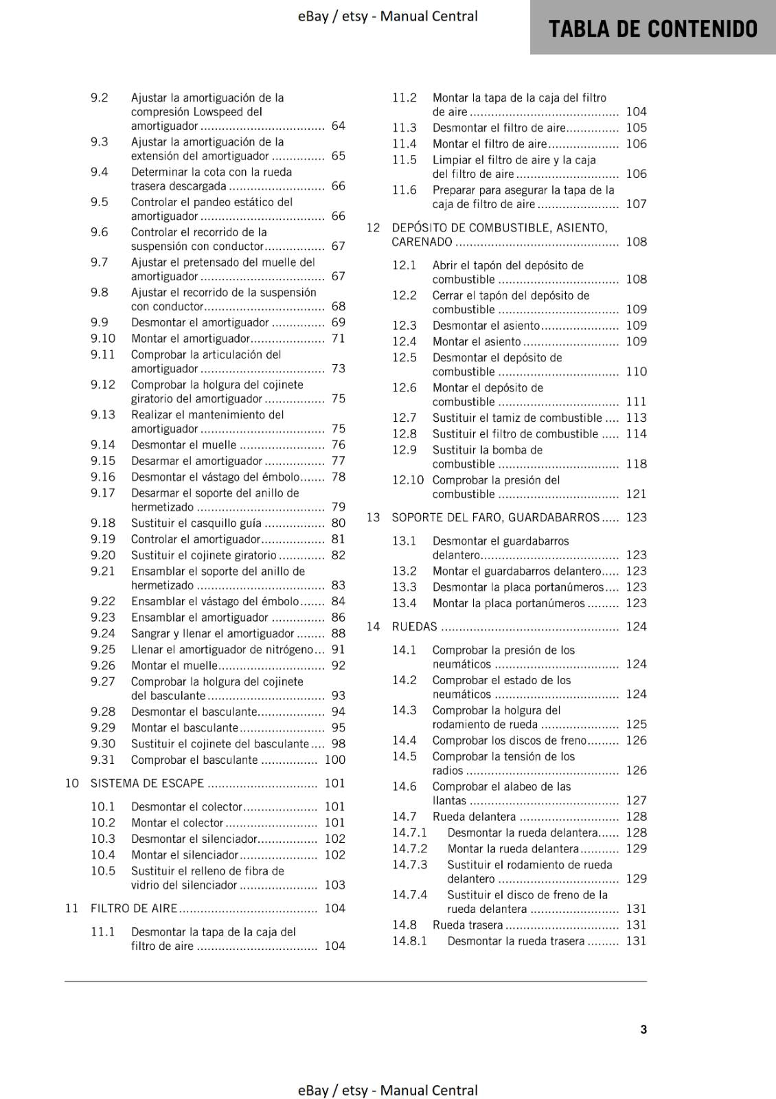 MANUAL DE REPARACION KTM 2021 - 250 300 XC TPI - SPANISH LANGUAGE
