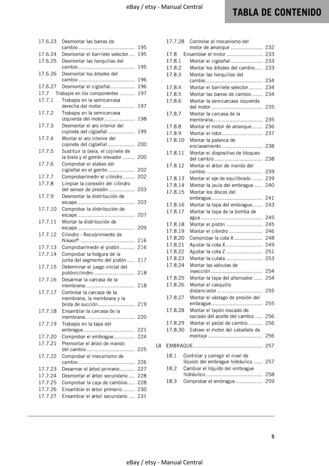 MANUAL DE REPARACION KTM 2021 - 250 300 XC TPI - SPANISH LANGUAGE