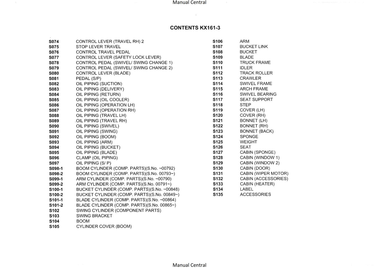 KUBOTA EXCAVATOR KX161-3 ILLUSTRATED PARTS MANUAL REPRINTED COMB BOUND
