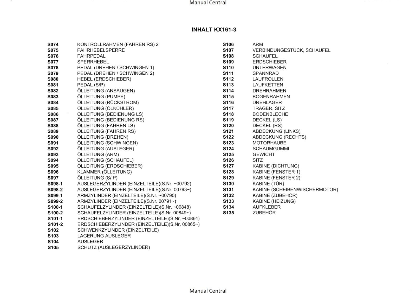 KUBOTA EXCAVATOR KX161-3 ILLUSTRATED PARTS MANUAL REPRINTED COMB BOUND