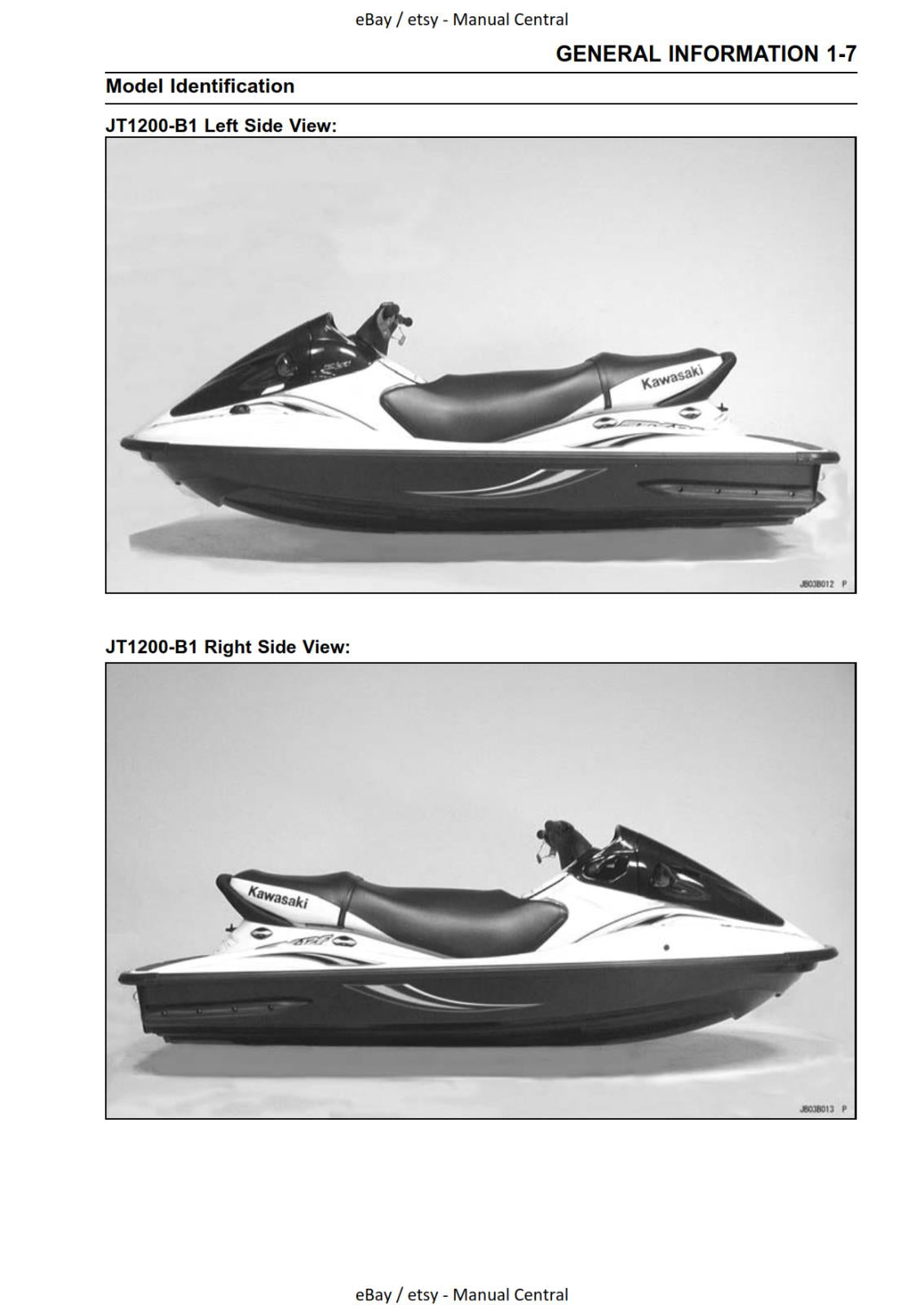 KAWASAKI JET SKI JT1200-B1 B2-  STX-12F SERVICE MANUAL 03-04 EDITION REPRINTED