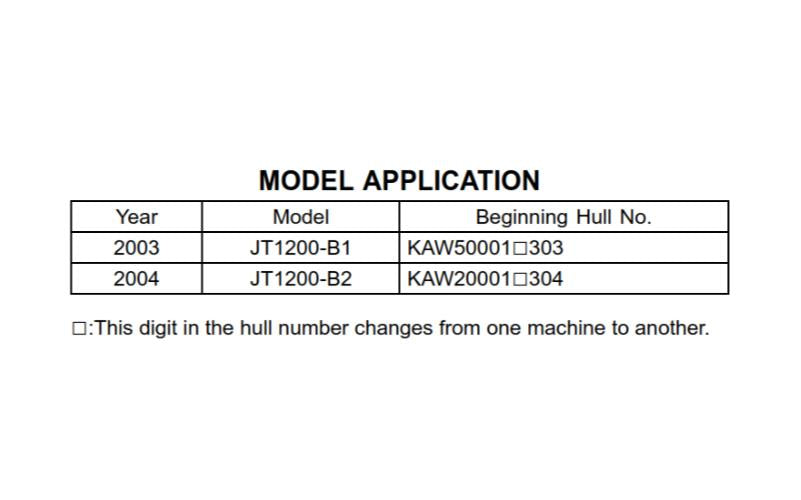 KAWASAKI JET SKI JT1200-B1 B2-  STX-12F SERVICE MANUAL 03-04 EDITION REPRINTED