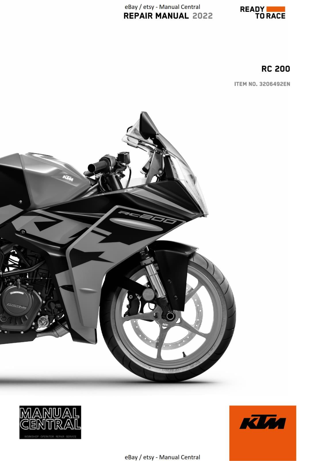 KTM 2022 - RC 200 - REPAIR WORKSHOP SERVICE MANUAL REPRINTED
