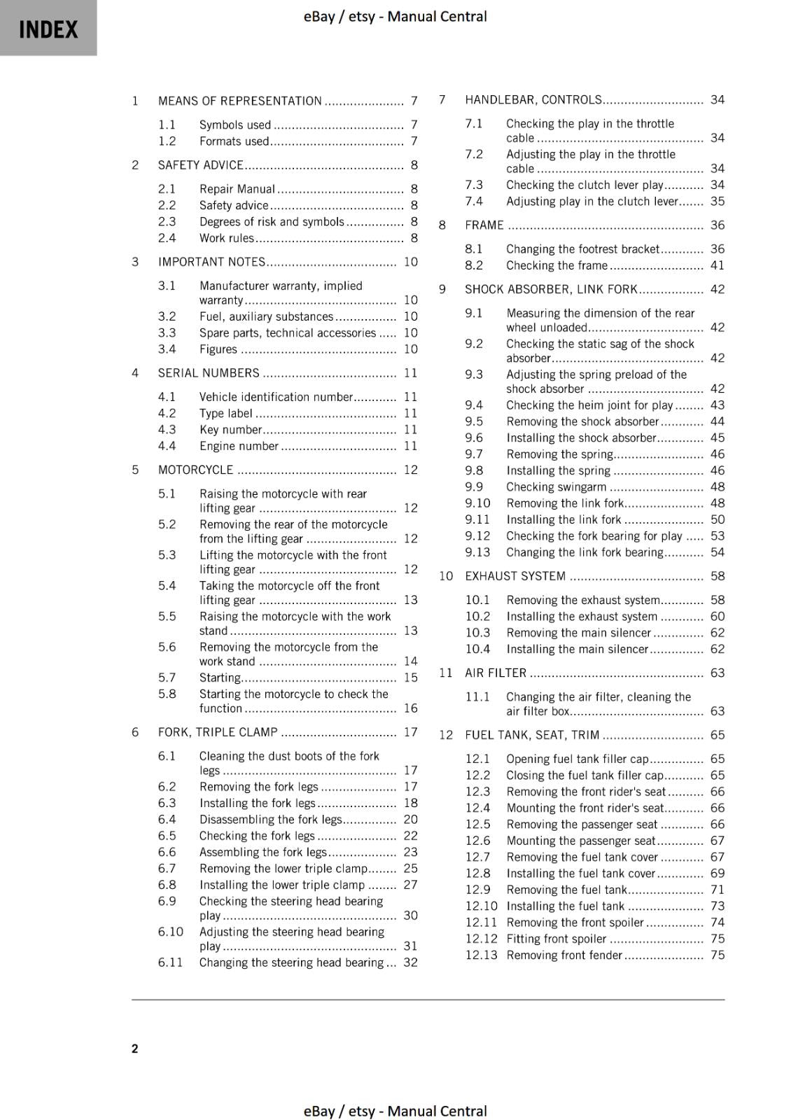 KTM 2020 -  125 DUKE - SERVICE  WORKSHOP REPAIR MANUAL REPRINTED