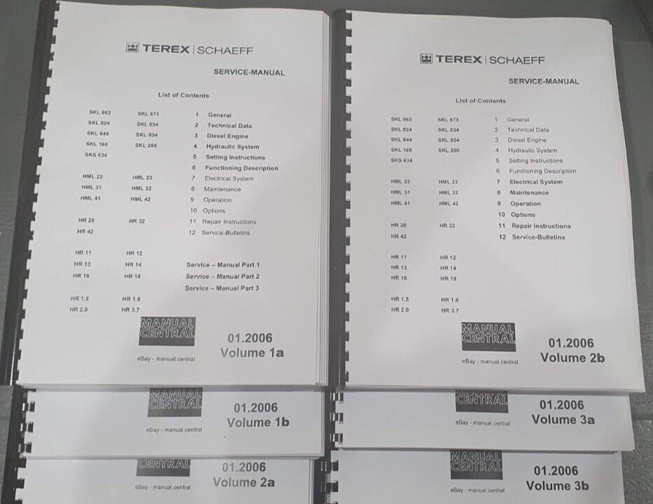 TEREX  SCHAEFF HR 20 32 42 11 12 13 14 18 WORKSHOP REPAIR SERVICE 01 TO 06