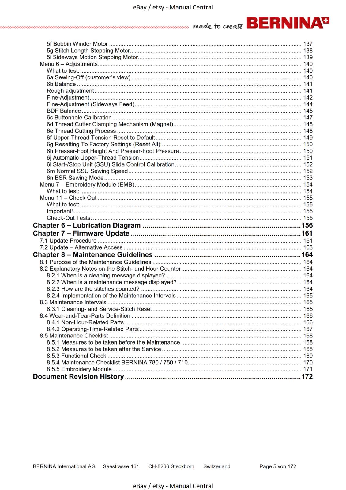 BERNINA - 780 710 750 QE - SERVICE & MAINTENANCE MANUAL - REPRINTED