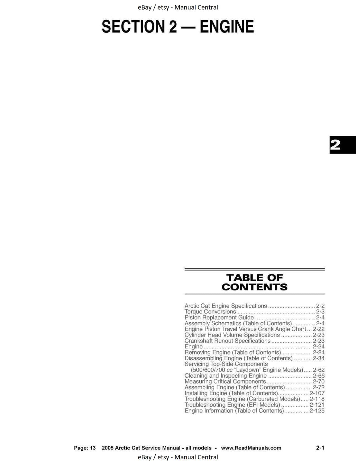 ARCTIC CAT SNOWMOBILE 2005 ALL MODELS -  WORKSHOP SERVICE REPAIR MANUAL