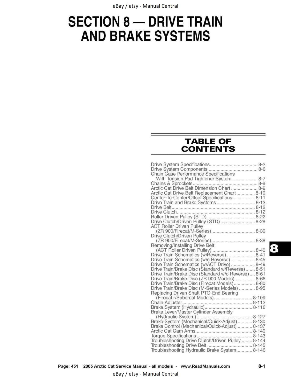 ARCTIC CAT SNOWMOBILE 2005 ALL MODELS -  WORKSHOP SERVICE REPAIR MANUAL