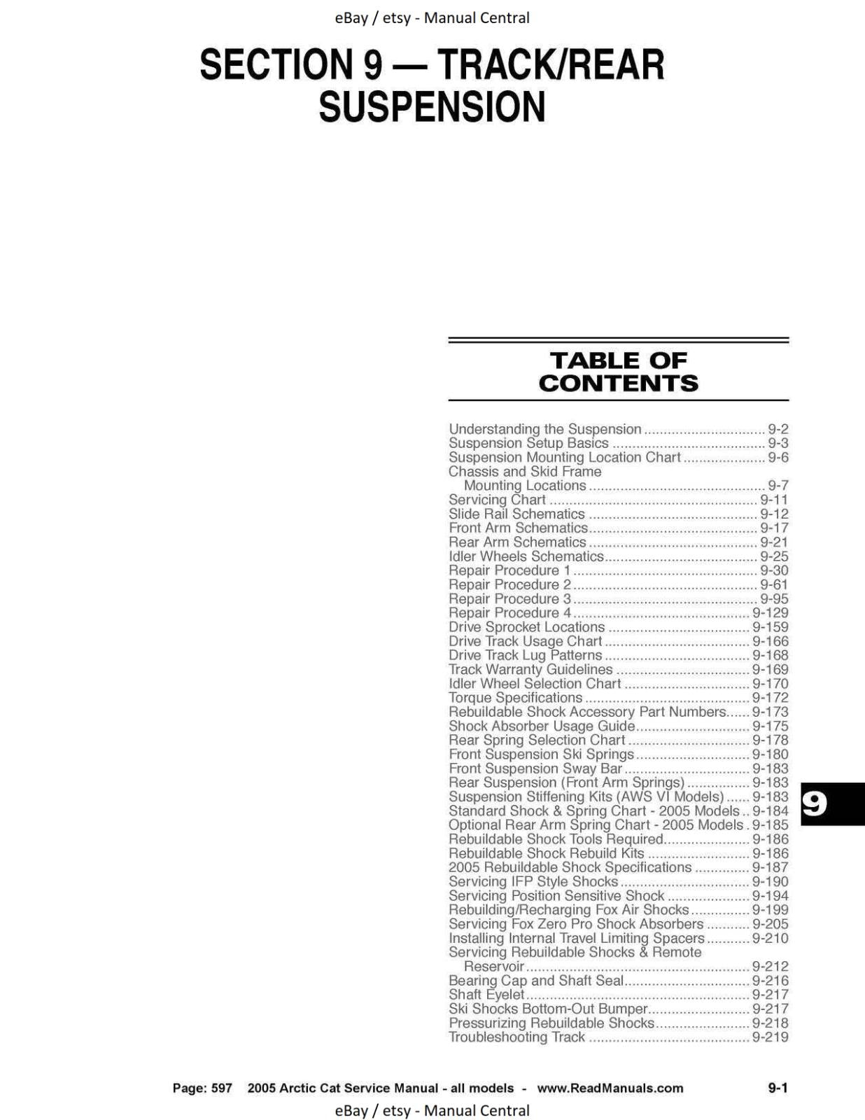 ARCTIC CAT SNOWMOBILE 2005 ALL MODELS -  WORKSHOP SERVICE REPAIR MANUAL