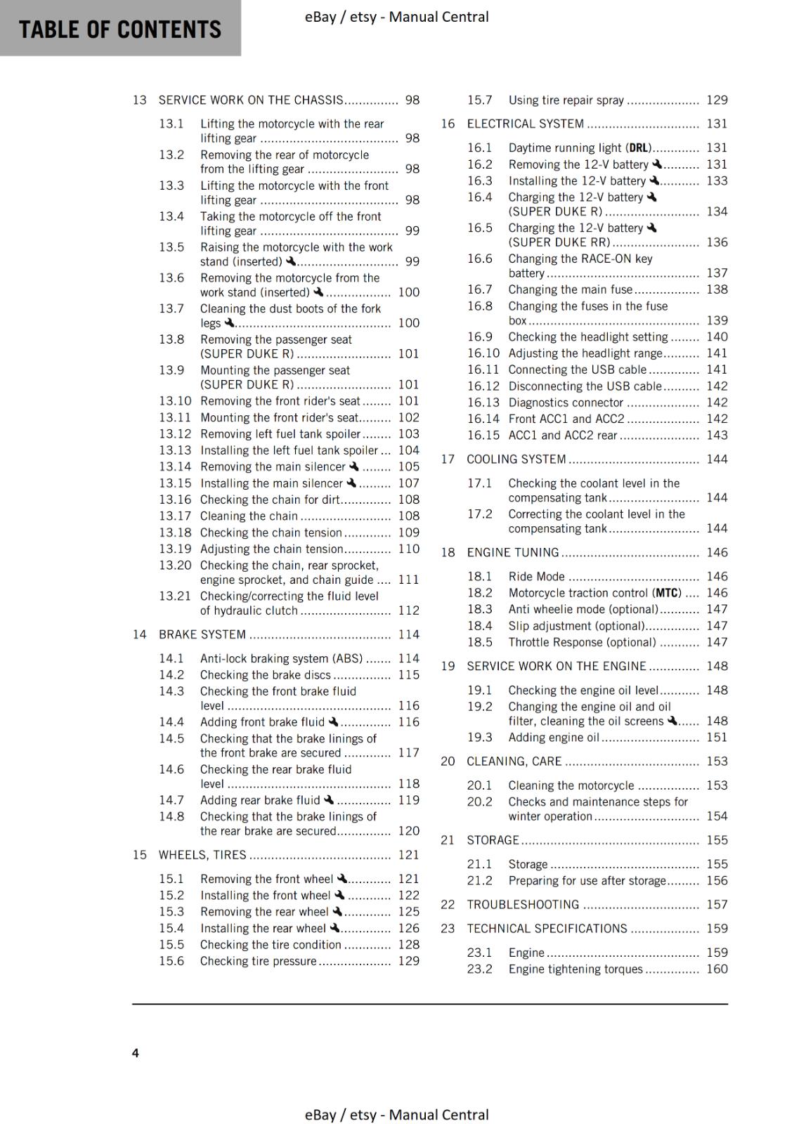 KTM 2023 - 1290 SUPER DUKE R RR - OWNERS MANUAL USER GUIDE