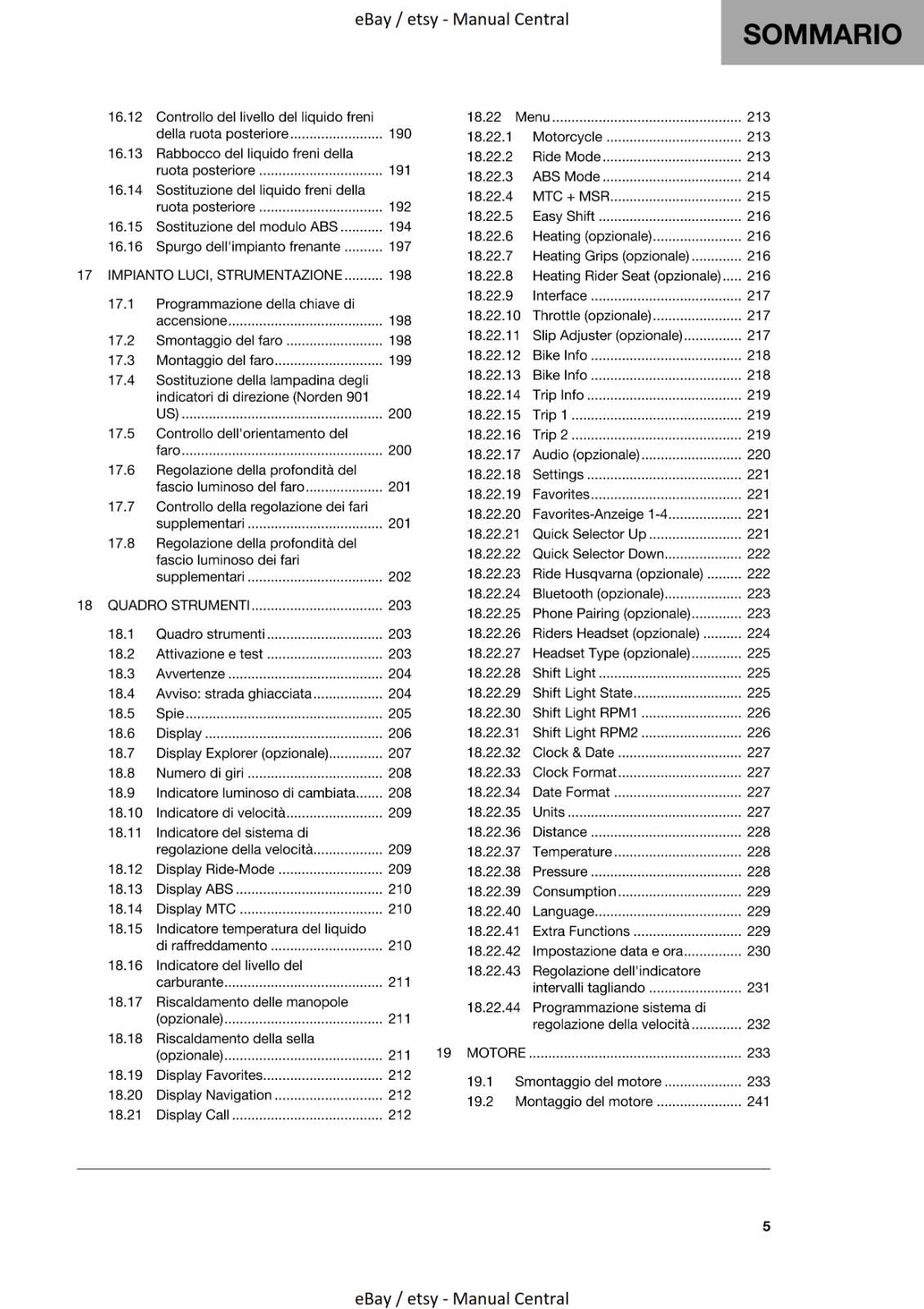 ITALIAN - 2022 HUSQVARNA NORDEN 901 - MANUALE DI RIPARAZIONE