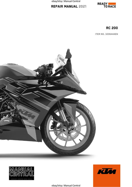 KTM 2021 - RC 200 - REPAIR WORKSHOP SERVICE MANUAL REPRINT