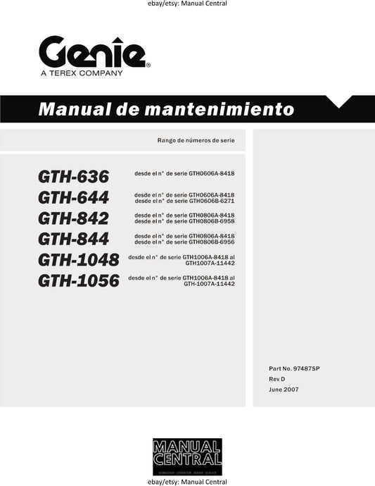 GENIE GTH 636 644 842 844 1048 1056 MANUAL DE MANTENIMIENTO - SPANISH LANGUAGE