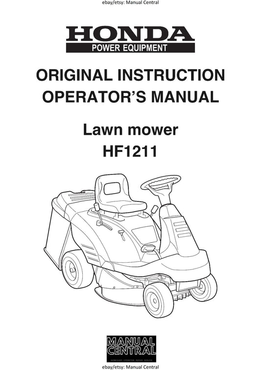 HONDA RIDE ON MOWER HF1211 HF 1211 OWNERS MANUAL REPRINTED COMB BOUND