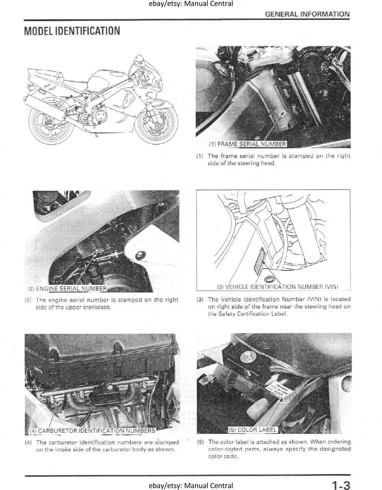 HONDA CBR900RR - SHOP SERVICE WORKSHOP MANUAL 1996 1997 1998