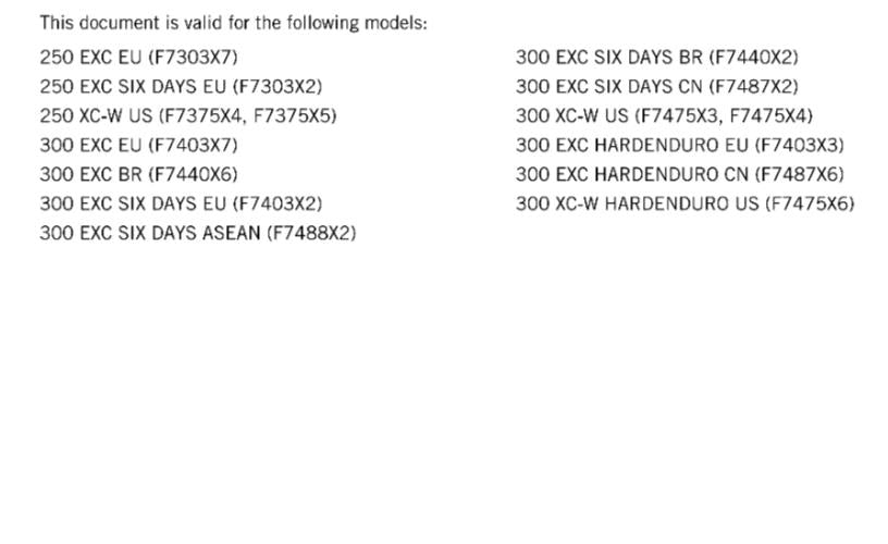 KTM 2024 - 250 300 EXC SIX DAYS XC-W HARDENDURO - WORKSHOP SERVICE MANUAL