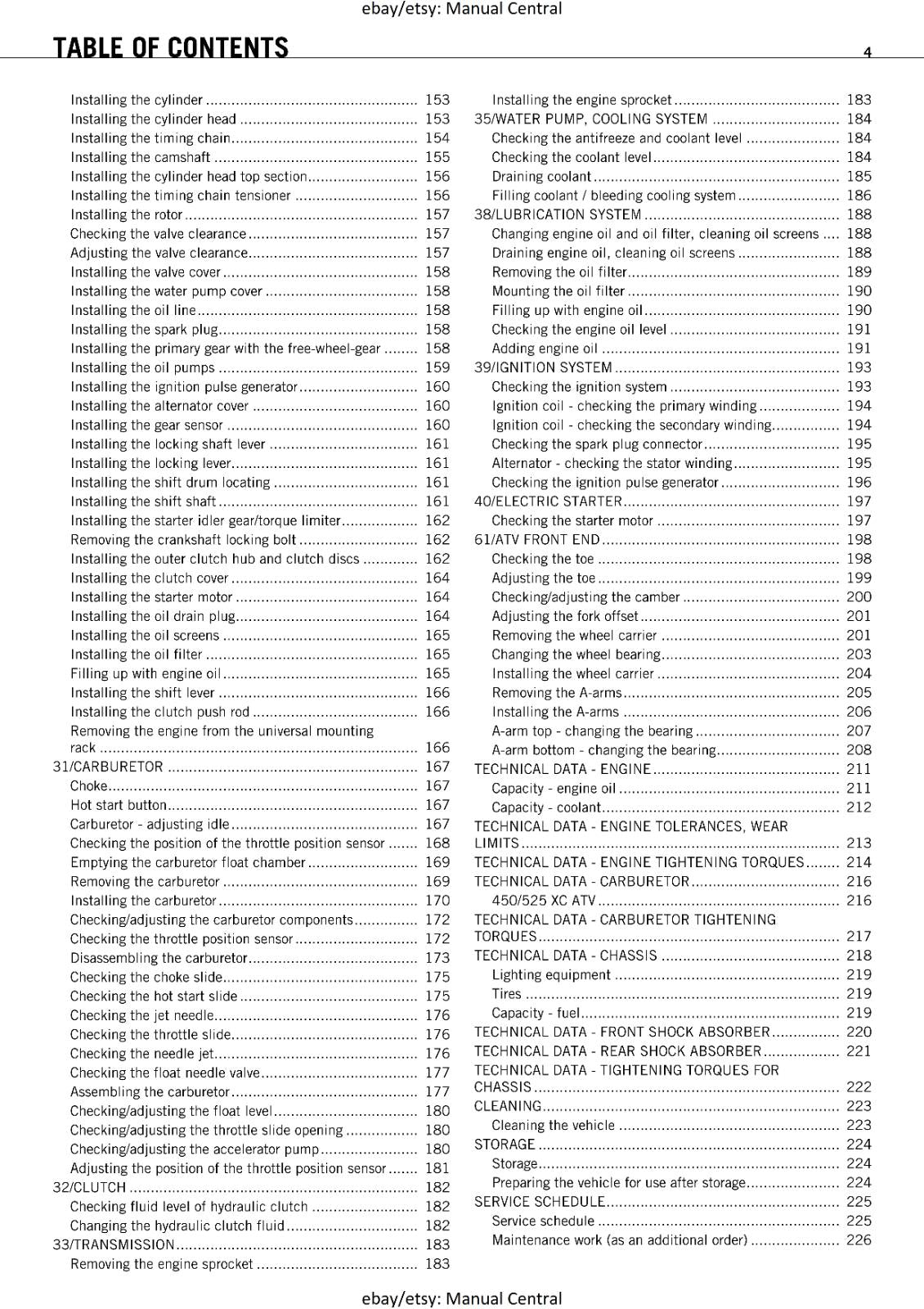 KTM ATV 2009 - 450 525 XC ATV -  WORKSHOP REPAIR SERVICE MANUAL REPRINTED