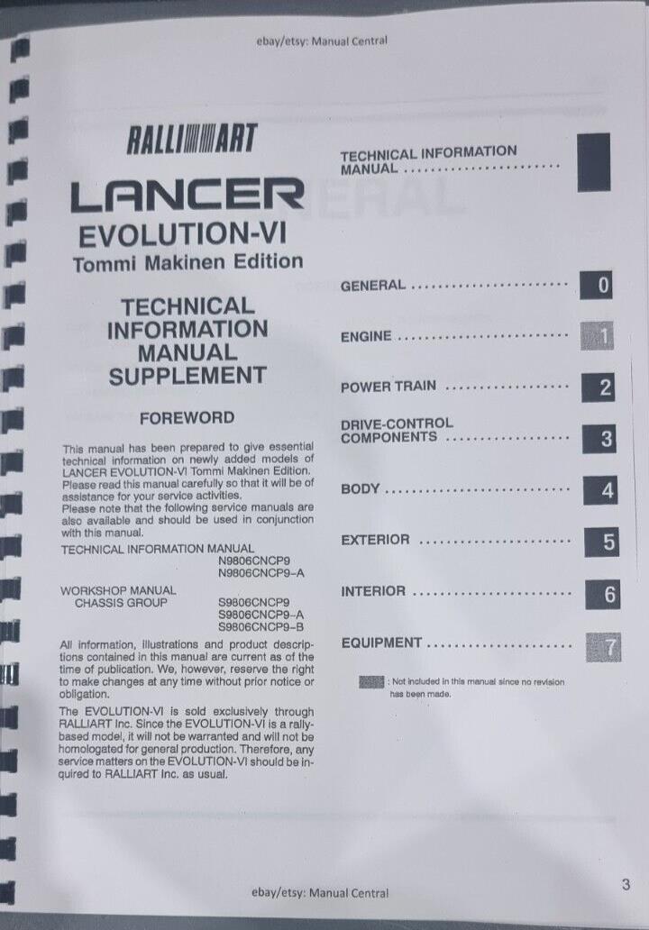 MITSUBISHI LANCER EVO  VI -  6  - TOMMI MAKINEN EDITION SUPPLEMENT