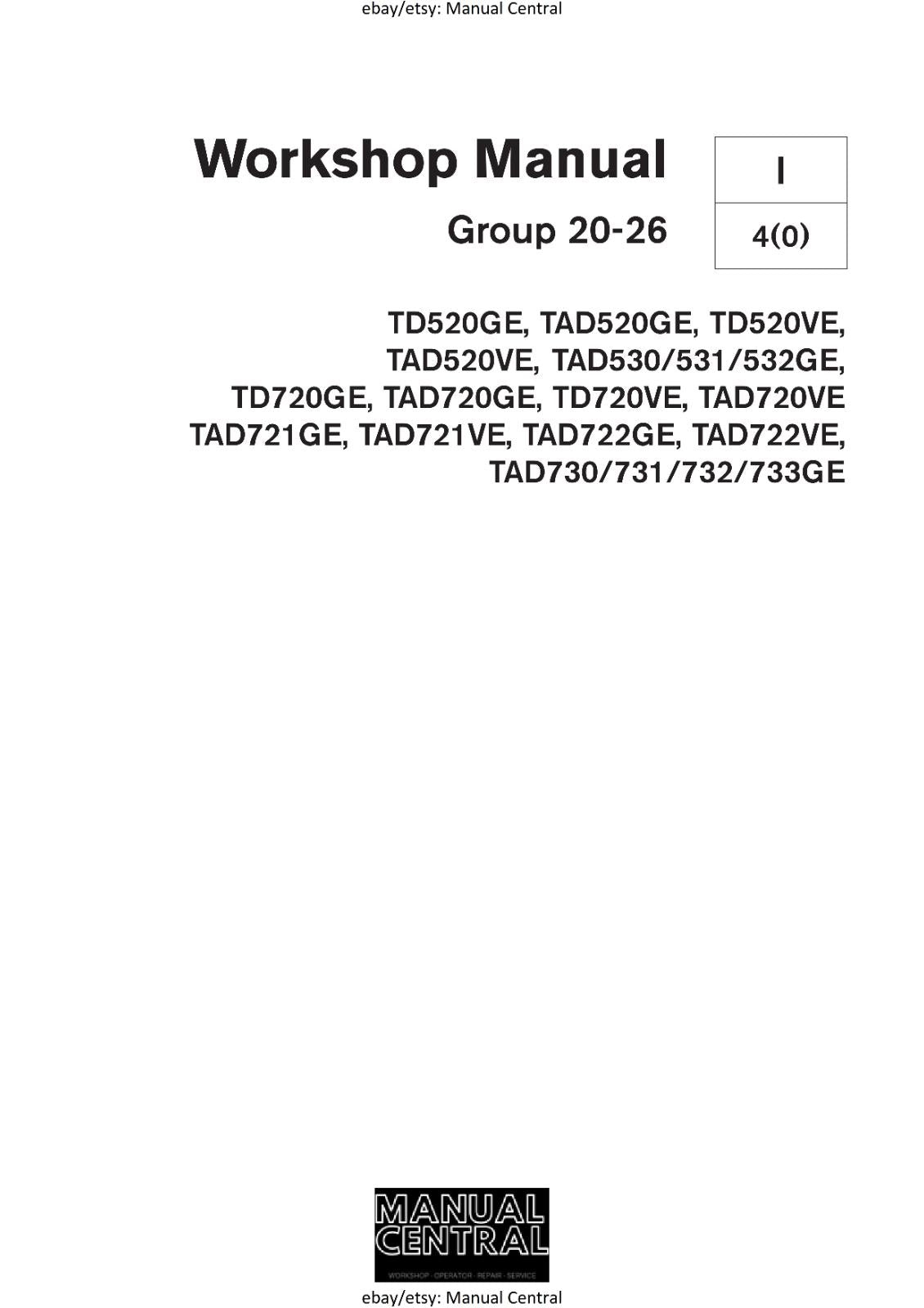 VOLVO PENTA - TD520GE TAD520GE TD520VE TAD520VE - GROUP 20-26 - WORKSHOP MANUAL