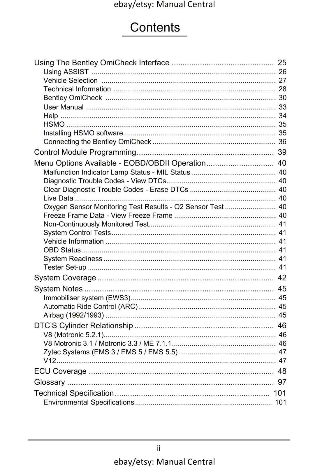 BENTLEY OMICHECK USER MANUAL - REPRINTED COMB BOUND
