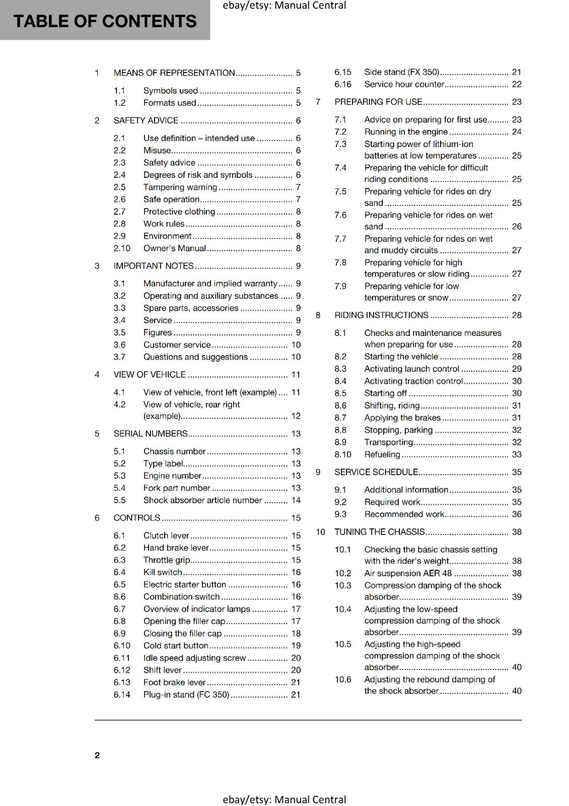 2 MANUAL SET - HUSQVARNA 2019 - FC FX 350 REPAIR & OWNERS MANUAL