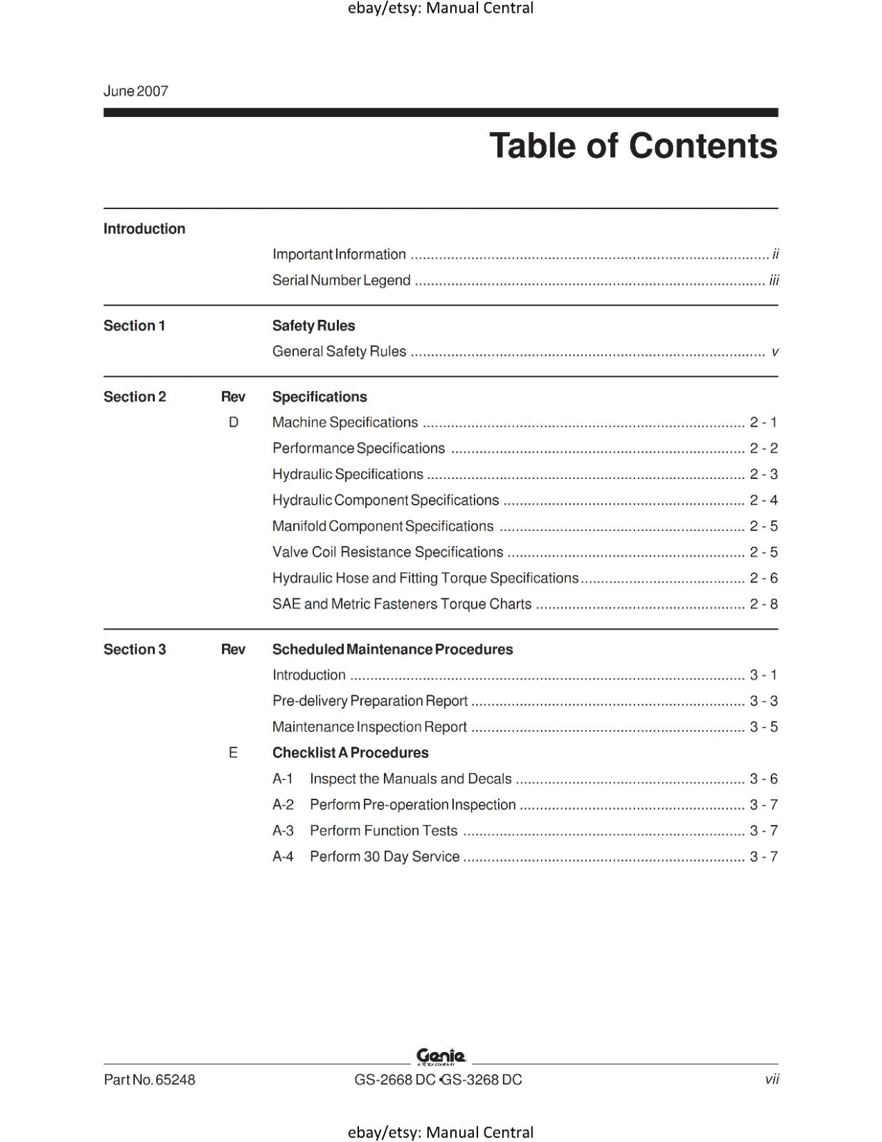 GENIE GS-2668 DC GS-3268 DCSERVICE WORKSHOP REPAIR MANUAL REPRINTED