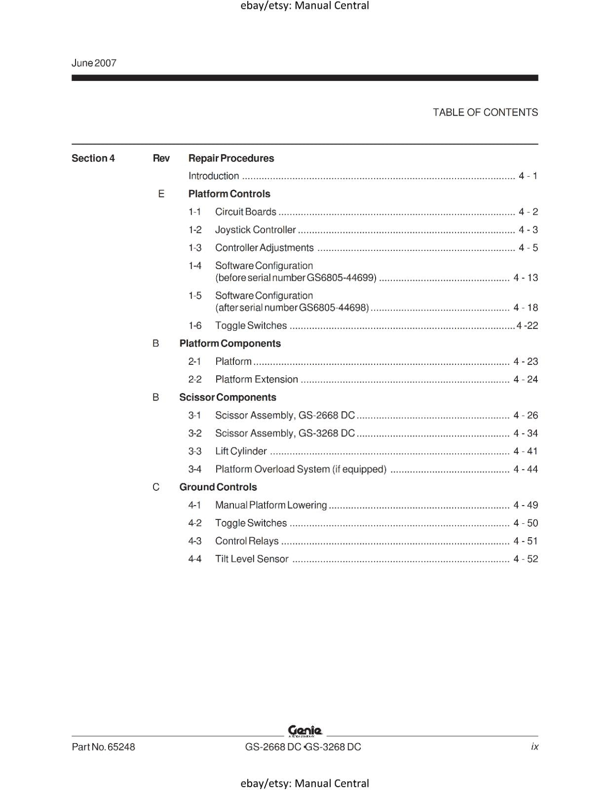 GENIE GS-2668 DC GS-3268 DCSERVICE WORKSHOP REPAIR MANUAL REPRINTED