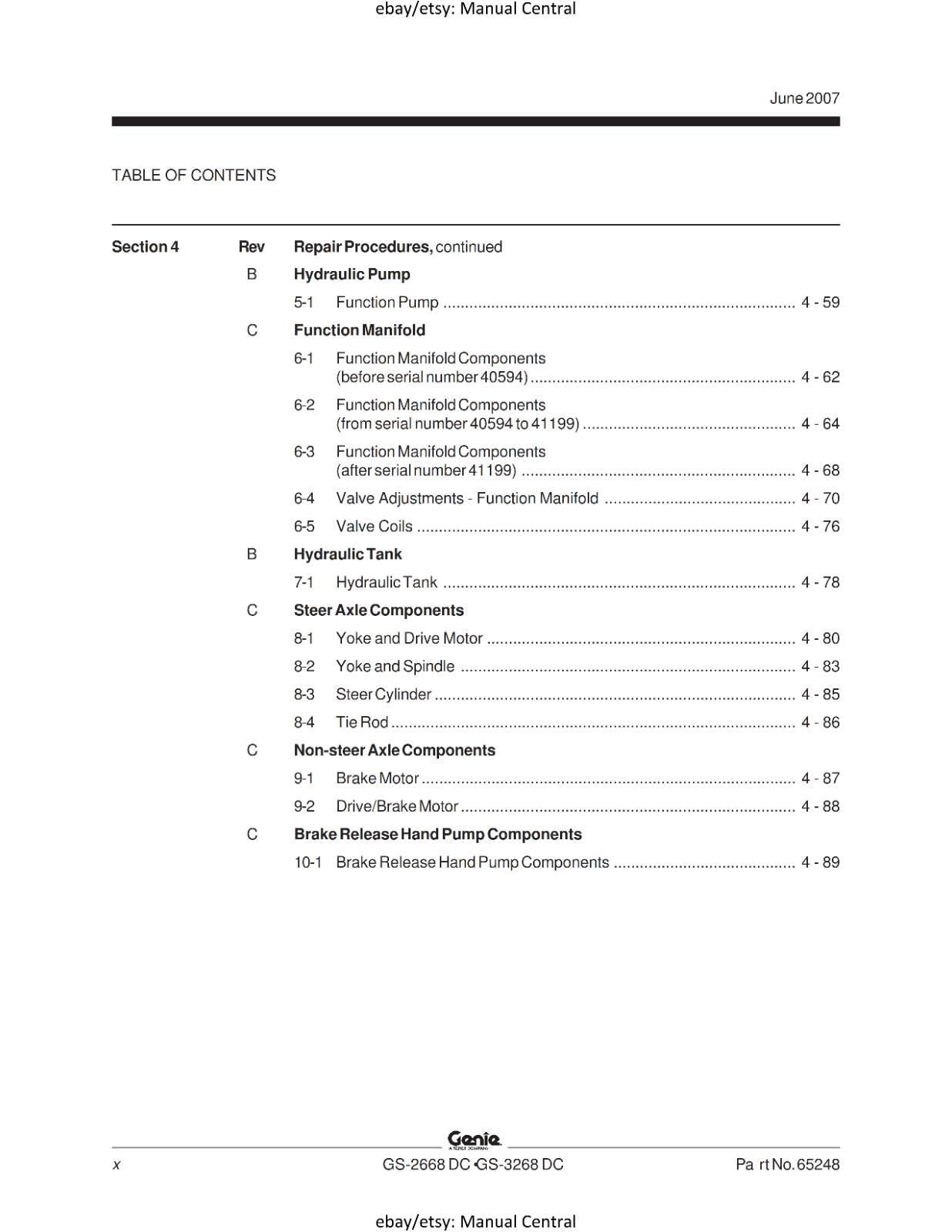 GENIE GS-2668 DC GS-3268 DCSERVICE WORKSHOP REPAIR MANUAL REPRINTED