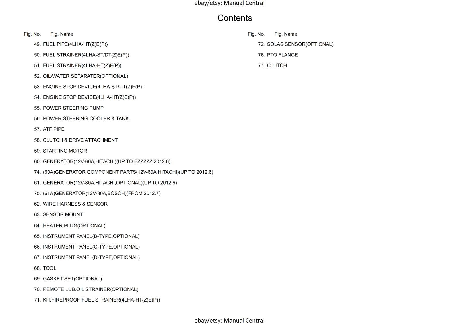 YANMAR 4LHA DIESEL ENGINE PARTS MANUAL REPRINTED