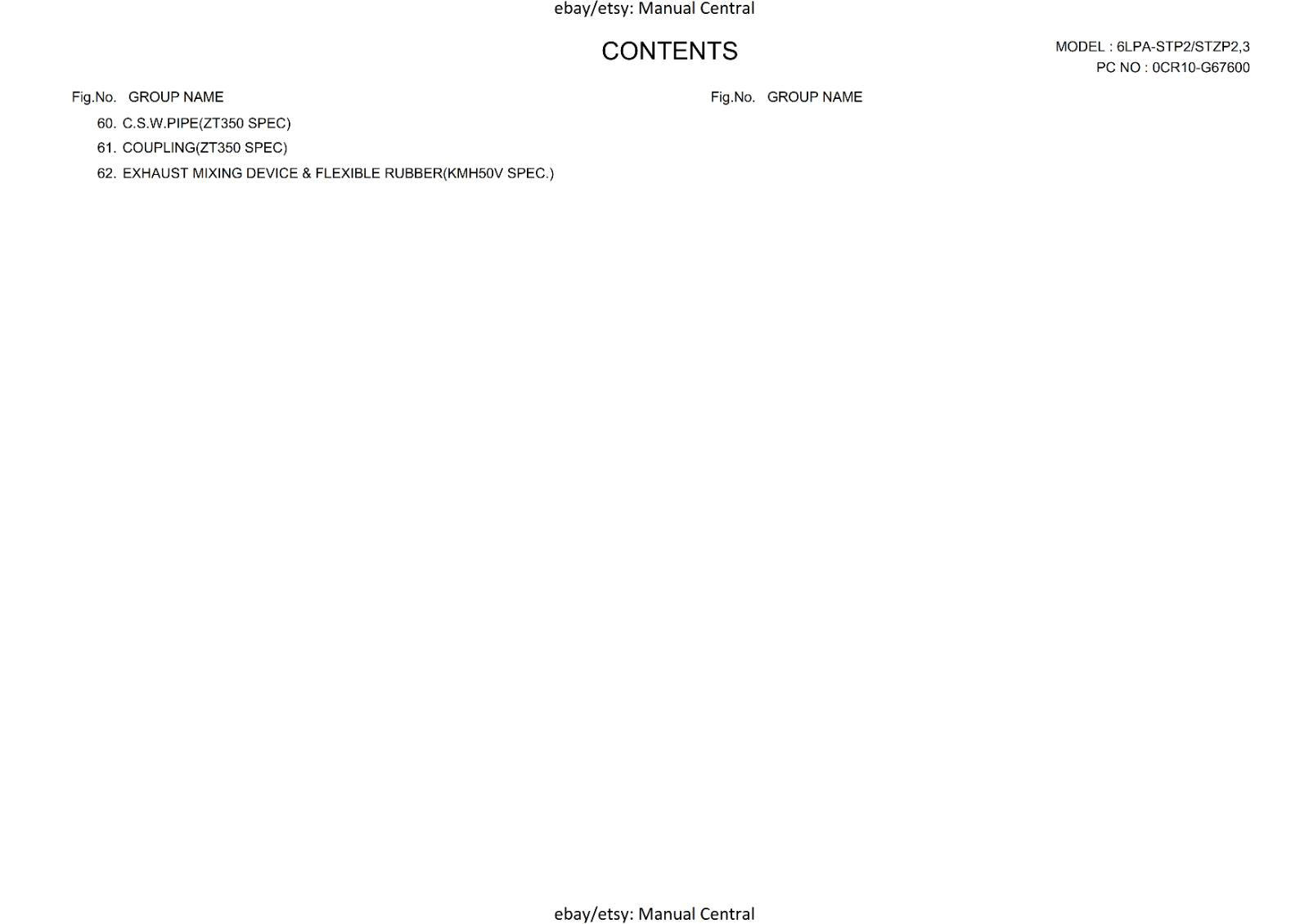 YANMAR DIESEL ENGINE PARTS MANUAL - 6LPA STP2 STZP2 STZP3 - REPRINTED