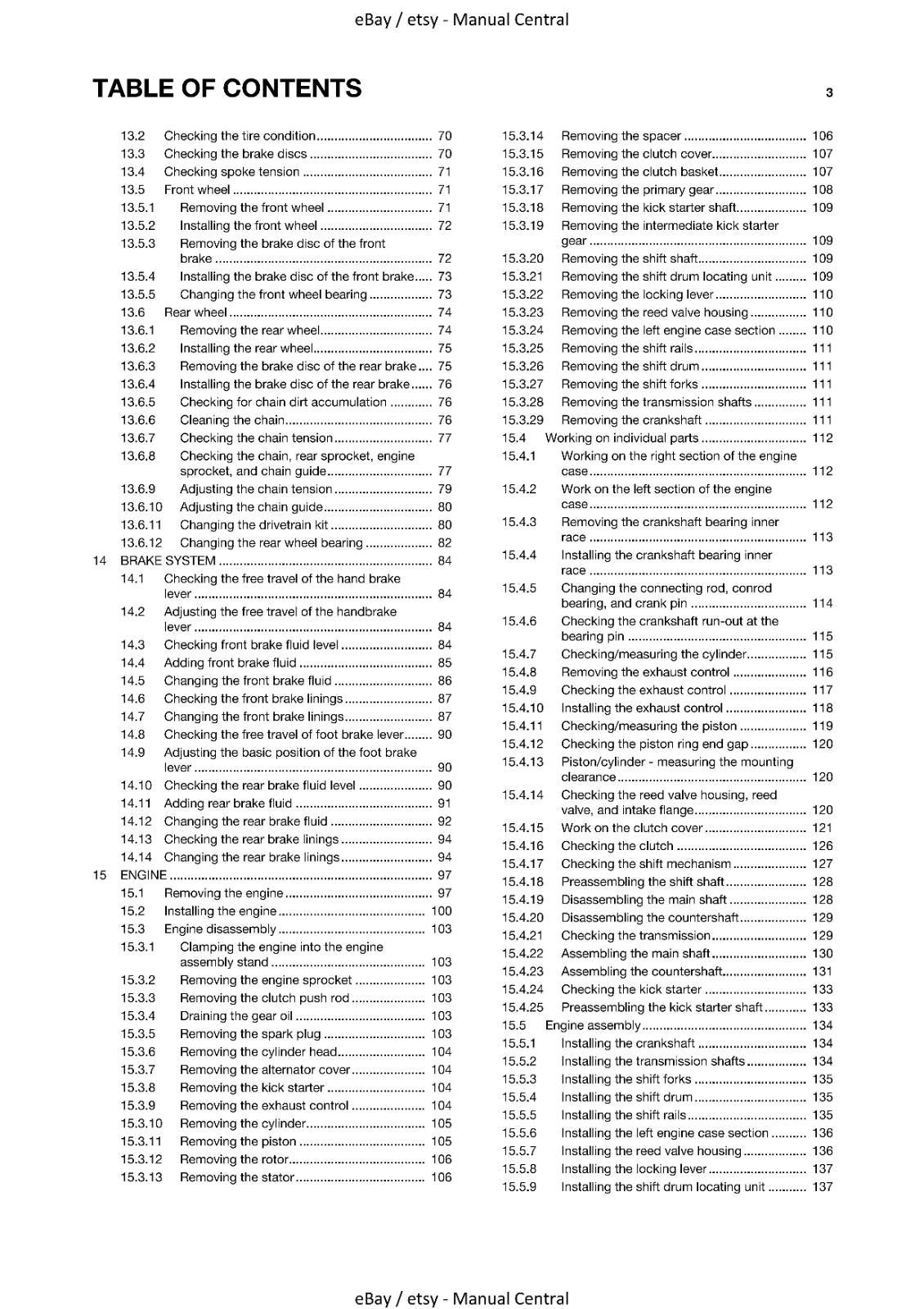 HUSQVARNA 2014 - TC 85 19/16 17/14 - REPAIR WORKSHOP SERVICE MANUAL REPRINTED