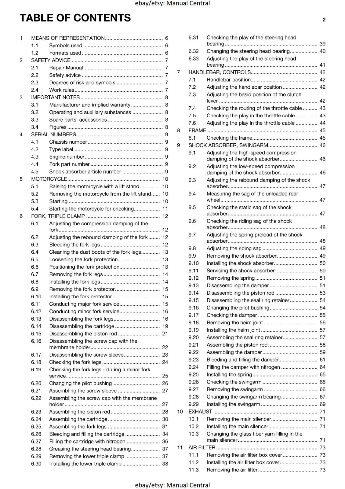 HUSQVARNA 2014 - TC 125 EU- REPAIR WORKSHOP SERVICE MANUAL REPRINTED