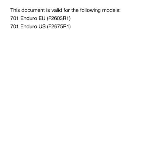 HUSQVARNA 2018 - 701 ENDURO -REPAIR WORKSHOP SERVICE MANUAL REPRINTED COMB BOUND