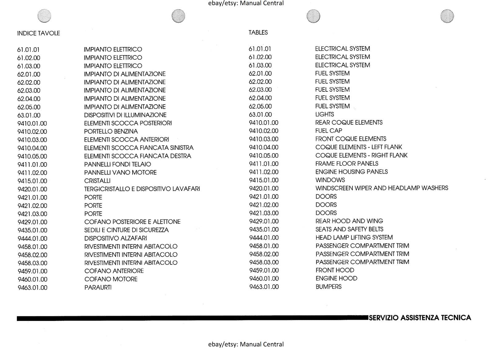 LAMBORGHINI DIABLO VT PARTS MANUAL 1994 - REPRINTED COMB BOUND