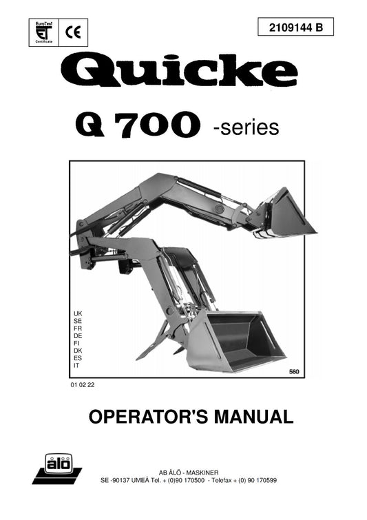 QUICKE  Q700 Q 700 - FRONT END LOADER - OPERATOR MANUALS - MULTI LANGUAGE