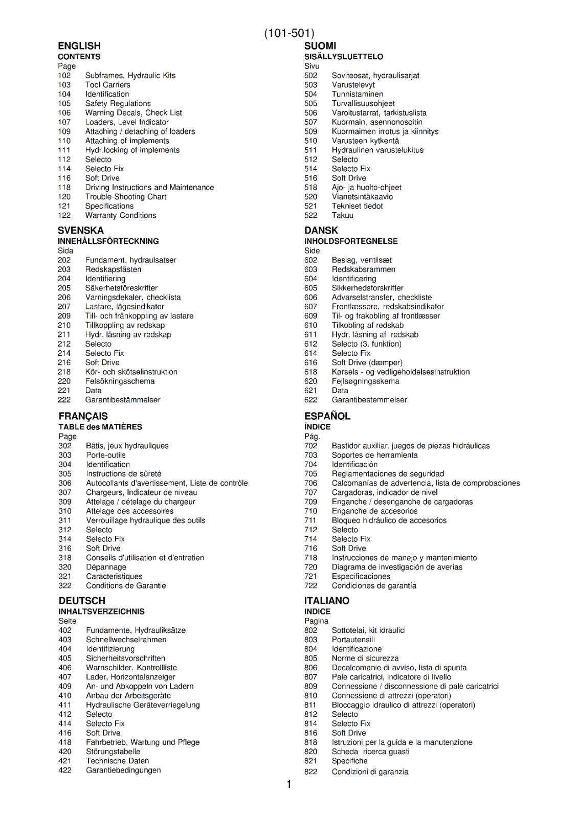 QUICKE  Q700 Q 700 - FRONT END LOADER - OPERATOR MANUALS - MULTI LANGUAGE