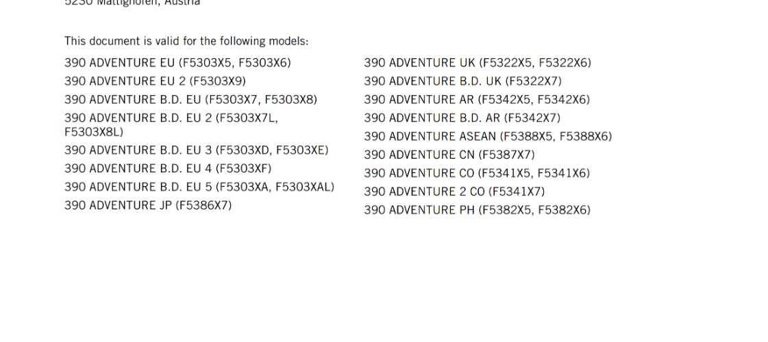 KTM 2024 - 390 ADVENTURE EU EDITION - OWNERS MANUAL USER GUIDE