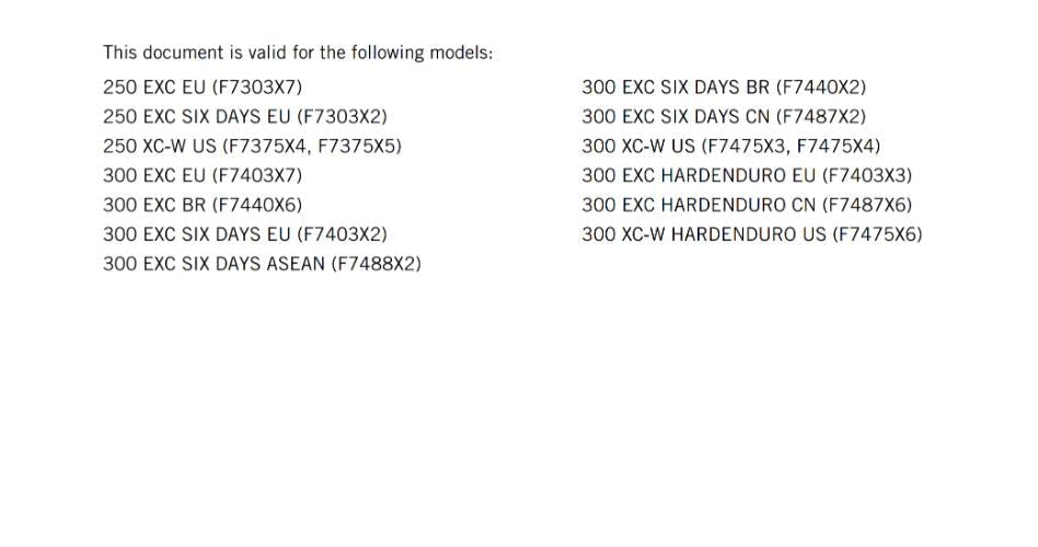 KTM 2024 - 250 300 EXC SIX DAYS XC-W HARDENDURO - OWNERS MANUAL USER GUIDE