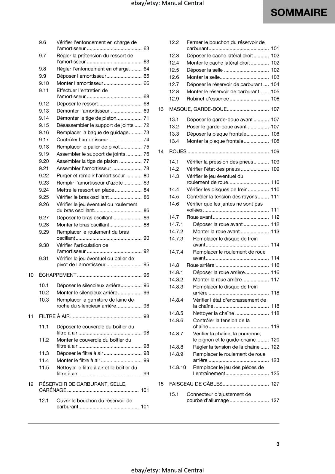 FRENCH LANGUAGE - 2022 HUSQVARNA - TC 125 - MANUEL DE REPARATION