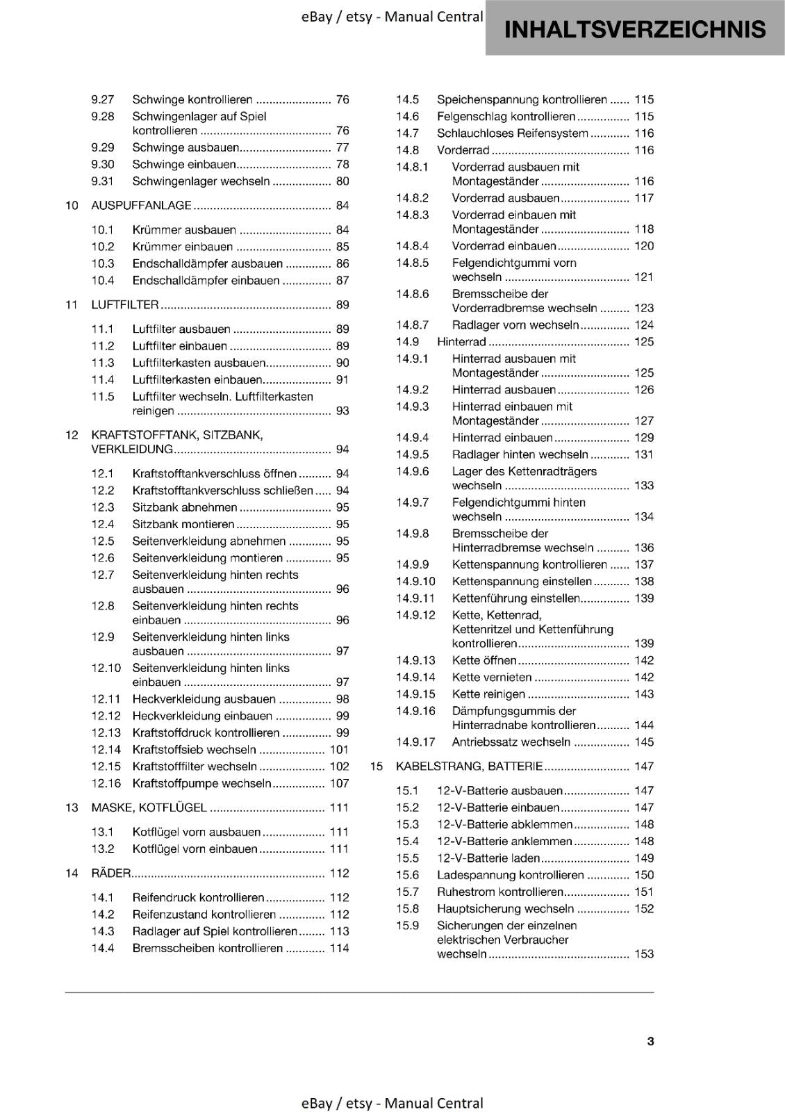 GERMAN LANGUAGE - HUSQVARNA 2022 - 701 SUPERMOTO - REPARATURANLEITUNG REPRINTED